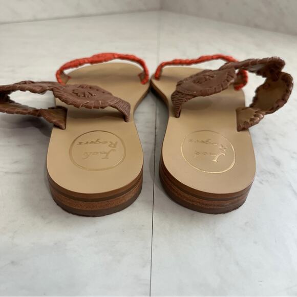 Jack Rogers Lauren Leather Flat Boho Slide Sandals Shoes - Picture 5 of 8